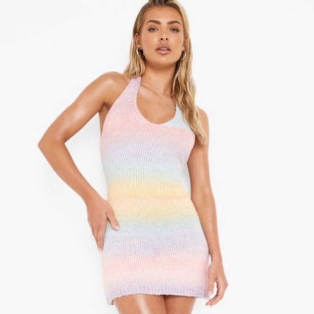 Ombre Halterneck Knitted Dress